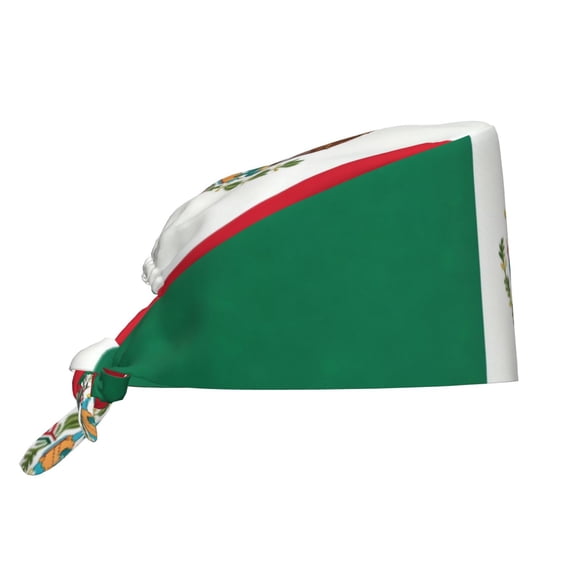 Unisex Adjustable Working Cap Mexican Flag Elastic Tie-Back One Size