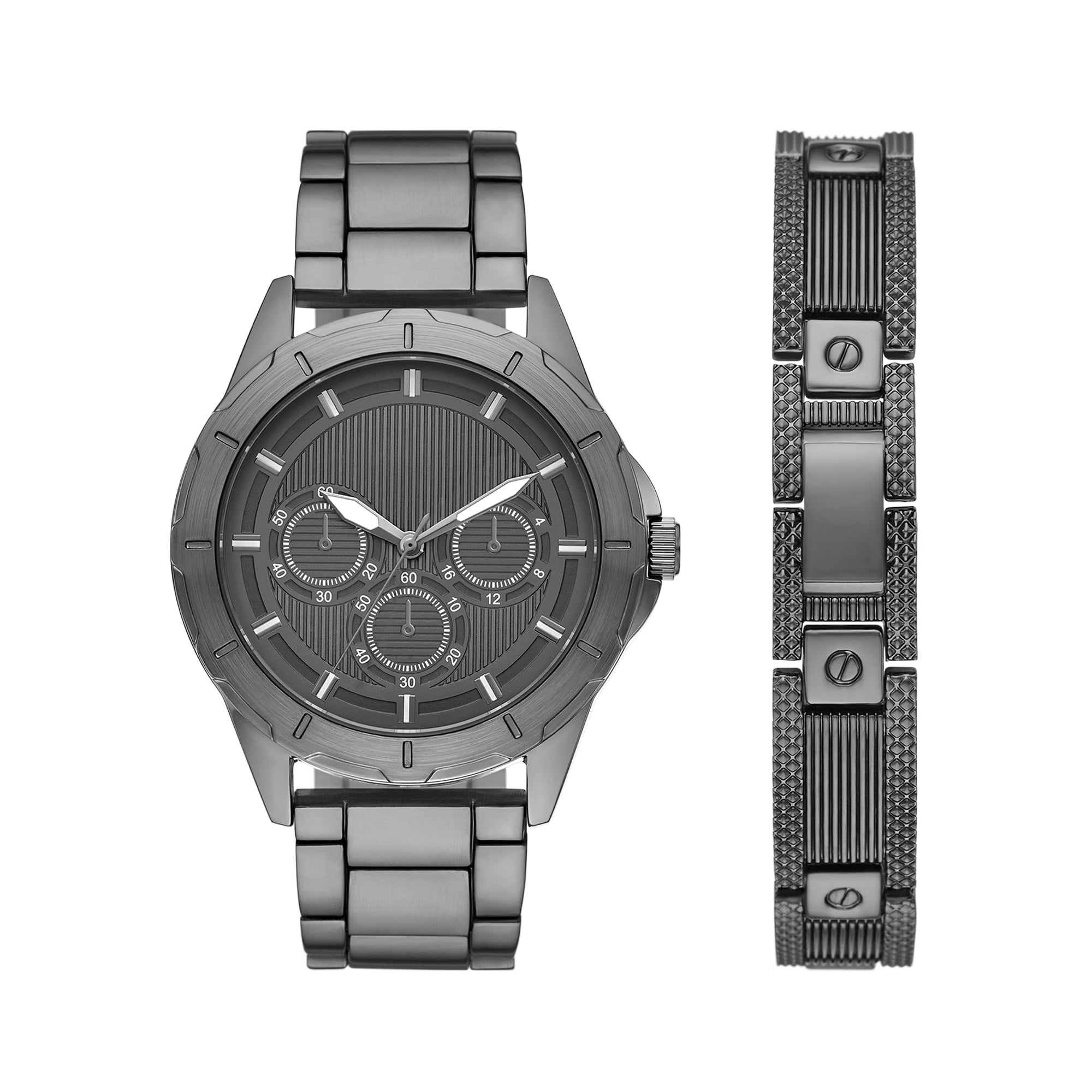 Folio Adult Men's Alloy Gunmetal 45mm 2pc Wristwatch Set