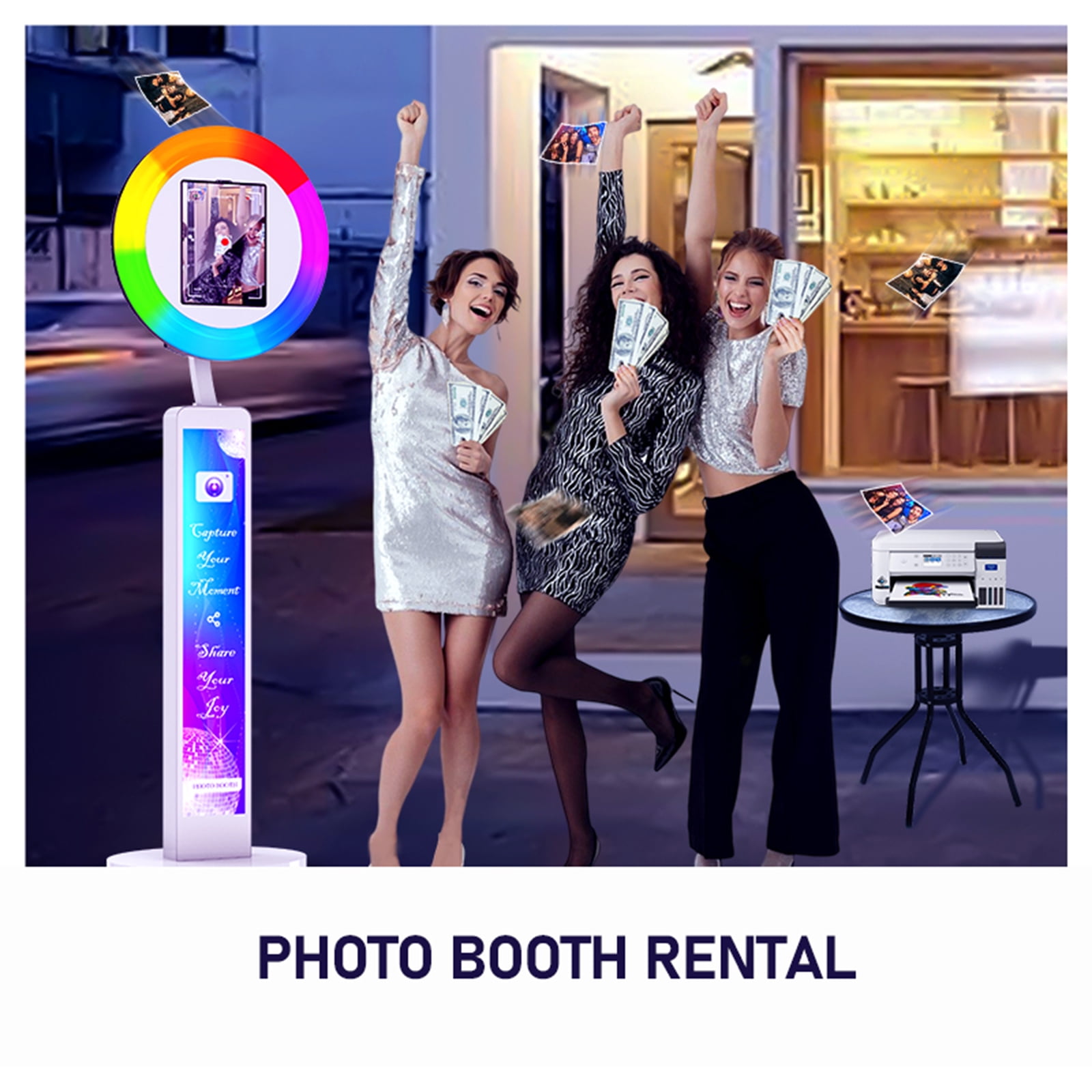 Ipad Photo Booth,Compatible with 10.2in-12.9in, APP Control Ring Box, Music Sync, Free customized Logo,Flight Case