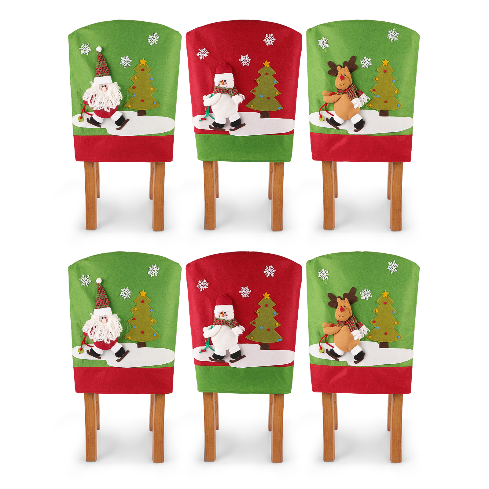 Lovote Christmas Chair Back Cover Set of 6 Santa Claus Snowman Reindeer