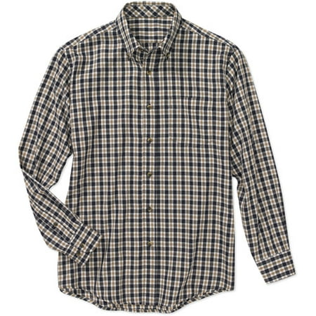 Puritan - Men's Long-Sleeve Plaid Shirt - Walmart.com