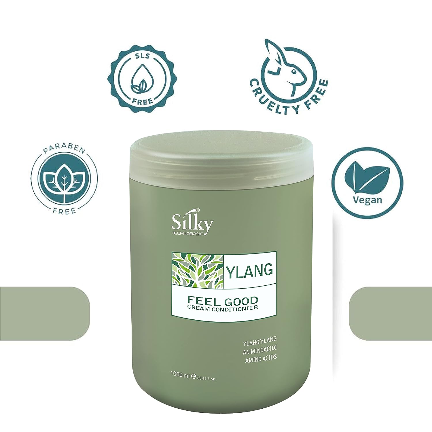 SILKY YLANG FEEL GOOD CREAM CONDITIONER - Mask For Dull & Delicate Hair | Helps Strengthening And Moisturising Hair With Aromatic Benefits 1000ml/33.8oz