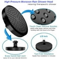 thumbnail image 3 of 6inch High Pressure Rainfall Shower Head, Anti-Clogging Silicone Nozzles Adjustable Angle Luxury Replacement for Your Bathroom Shower Heads, Matte Black, 3 of 4