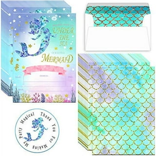 GirlZone Mermaid Stationary Gift Set for Girls, 45 Piece Letter Writing Kit with Envelopes, Paper, Cards and More, Great Mermaid