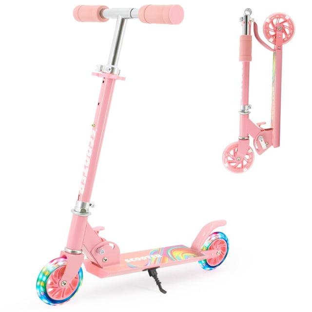Scooter infantil TENBOOM plegable con ruedas luminosas rosa