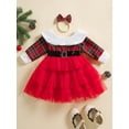 thumbnail image 3 of Toddler Baby Girls Christmas Dress Set Tulle Fur Trim Long Sleeve Tutu Dress Fall Winter Princess Dress with Headband, 3 of 8