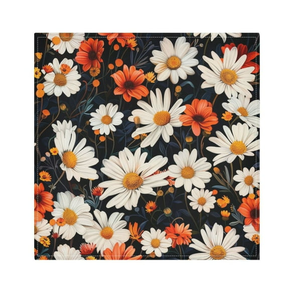 JSTEL Daisy Flowers Floral Cloth Napkins Set of 1, 20x20 Inch Washable and Reusable Napkin for Decoupage Dinner Party Everyday Use