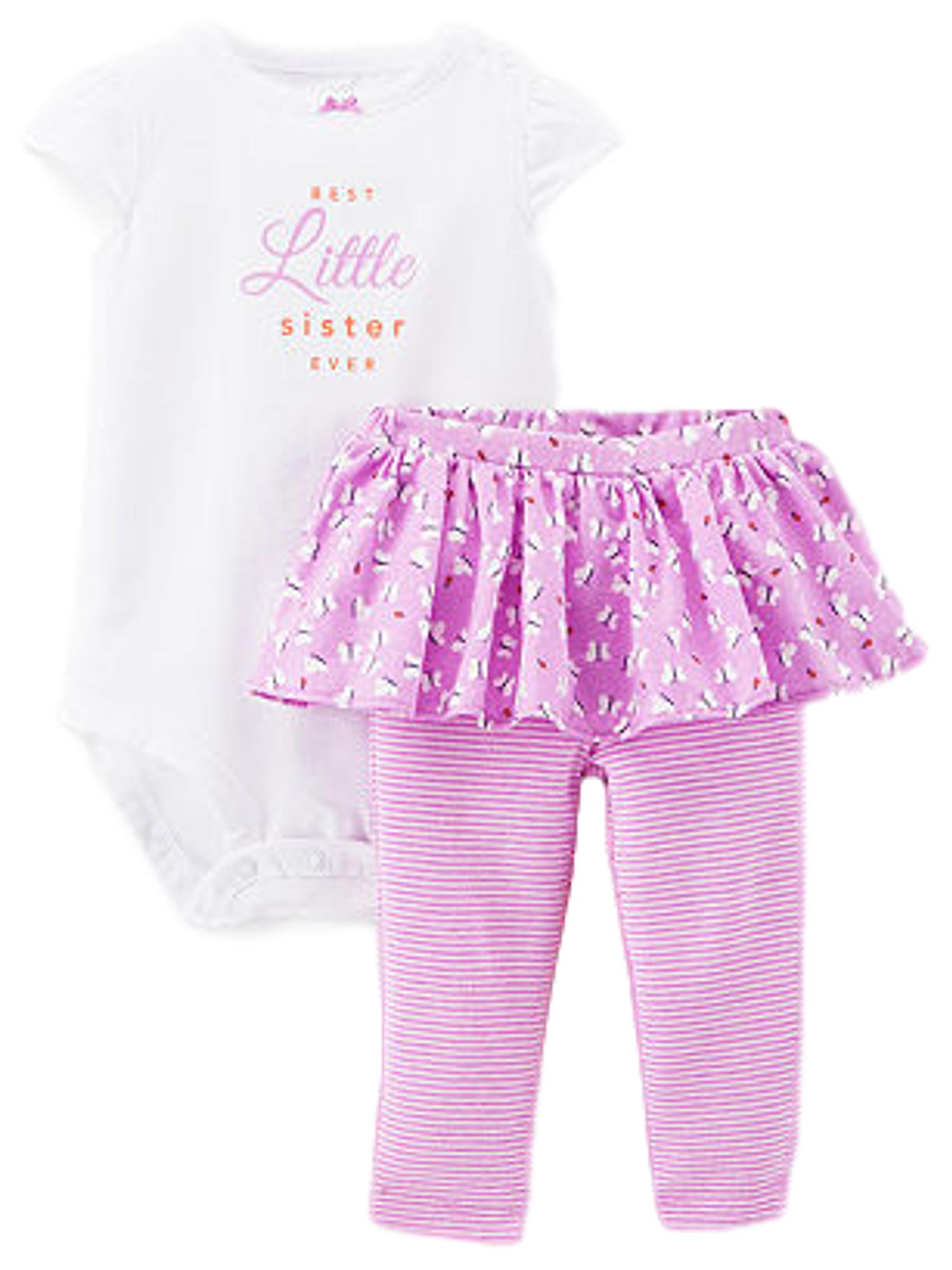 New Carter's Girls 2 Piece Outfit Top & Pants Set NB 3m 6 9 12 Little Sister 