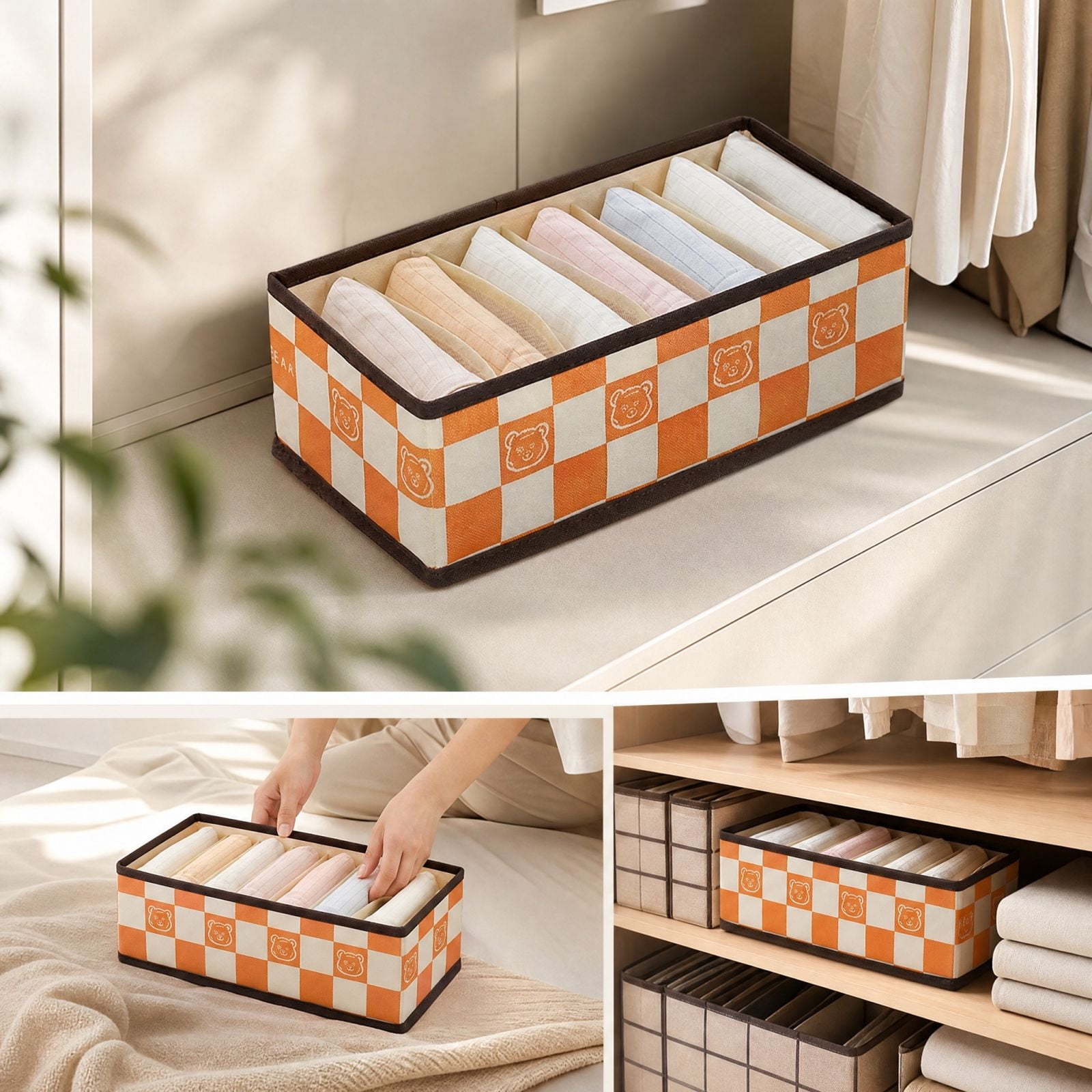 Clothing Storage Box Cubby House Clothes Organizer Large Capacity Foldable Storage Basket for Bedroom Wardrobe and Home Organization