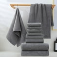 thumbnail image 2 of 8 Piece Towel Set 100% Cotton, 2 Bath Towels 27x55, 2 Hand Towels 13x29 and 4 Washcloths 13x13 - Ultra Soft Highly Absorbent Machine Washable Hotel Spa Quality - Dark Gray, 2 of 9