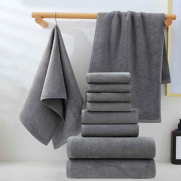 Juego de 8 toallas de baño de algodón, superabsorbentes, de secado rápido, suaves y de felpa, para baño de invitados, spa, hotel de lujo, Aestivo | Gris oscuro | AESTIVO