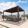 thumbnail image 3 of PURPLE LEAF 10' × 14' Louvered Pergola Outdoor Hardtop Adjustable Aluminum Sun Shade for Deck Garden Backyard Patio Retractable Roof Canopy Bronze, 3 of 9