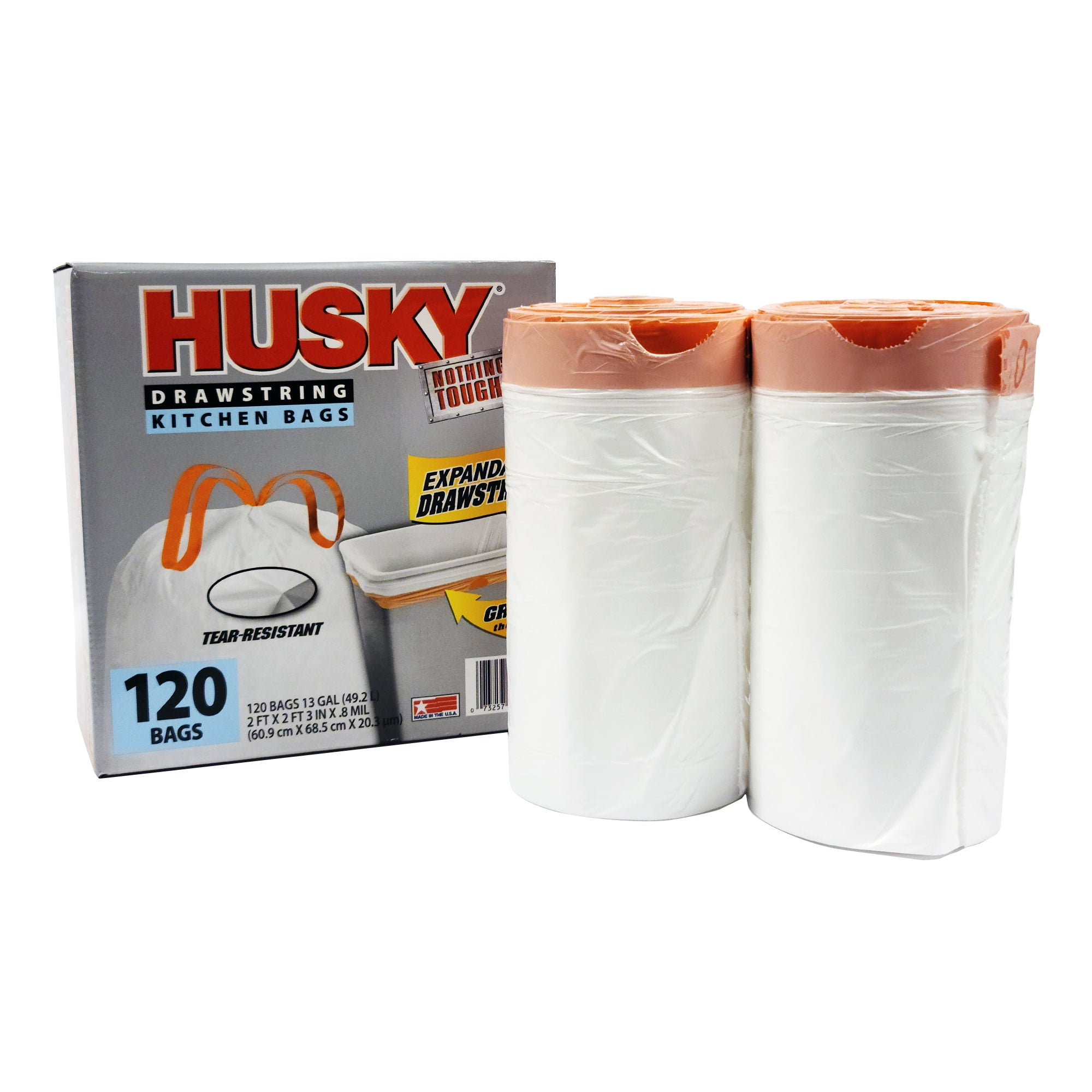 Husky Tall Kitchen Trash Bags, 13 Gallon, 120 Bags (Expandable