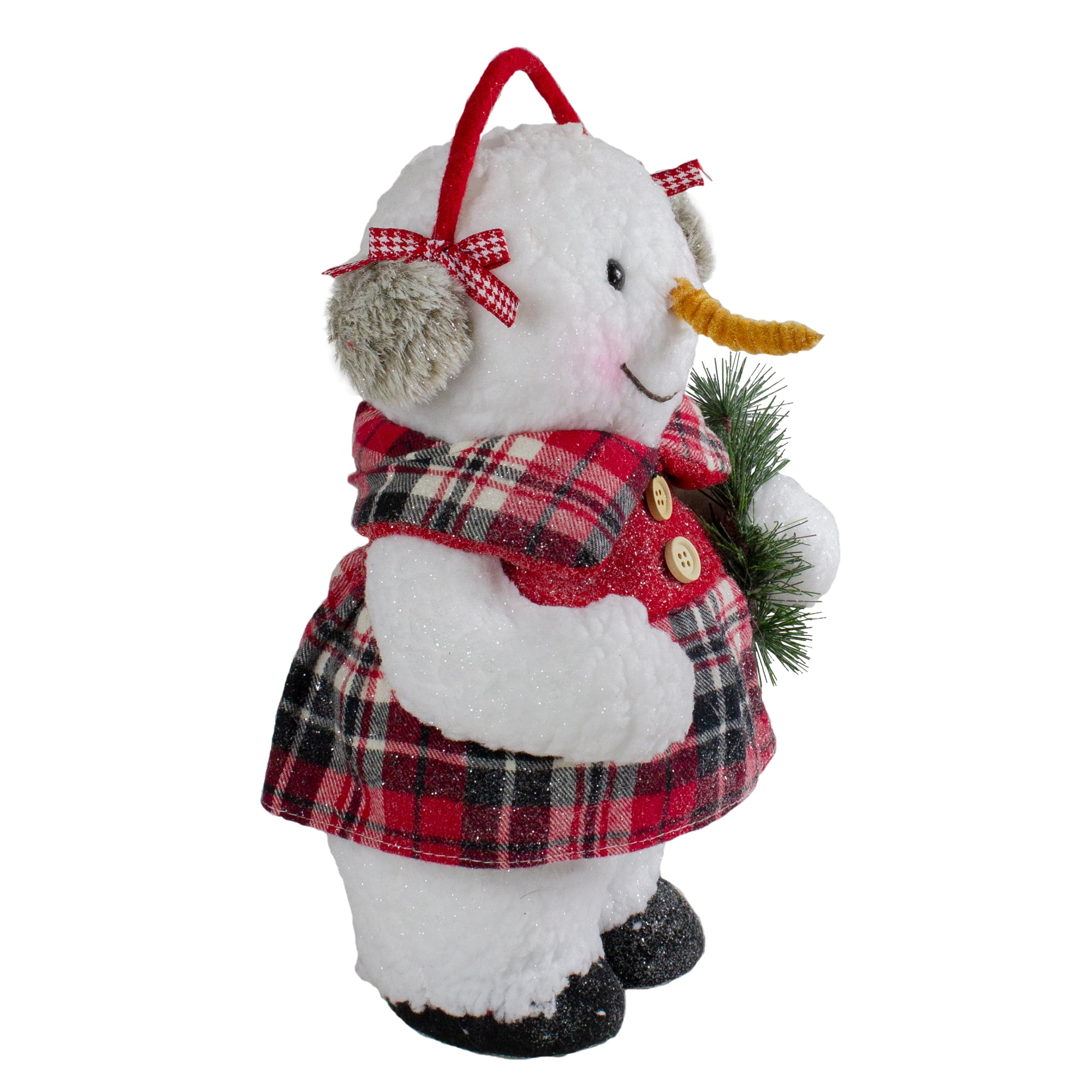 Northlight Plush Girl Snowman with Ear Muffs and Wreath Christmas Figure - 12"