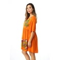 thumbnail image 3 of Riviera Sun Rayon Crepe Short Dress with Multicolored Embroidery (Orange, 2X), 3 of 4