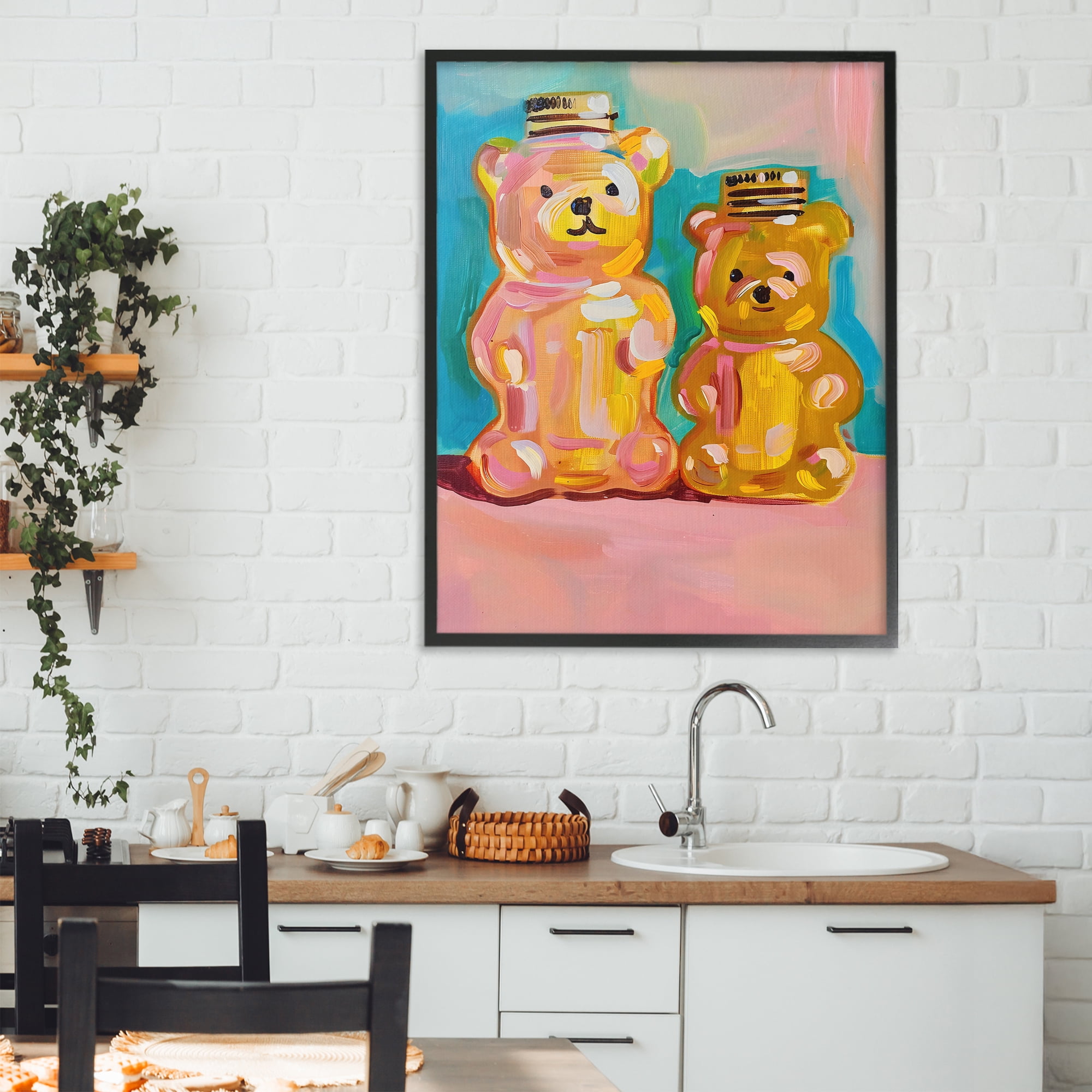 Stupell Industries Joyful Honey Bears Duo Black Framed Giclee Art, design by The Prints Vibe