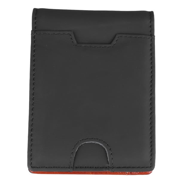 Cartera de tarjeta para hombre Nikou multiusos de cuero color negro tamaño único