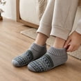 thumbnail image 5 of Women Nordic Fleece Lined Ankle Socks, Thick Warm Cozy Thermal Cabin Socks, Vintage Pattern Non Slip Home Sleeping Socks for Cold Weather Gray M, 5 of 5