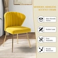 thumbnail image 3 of Home Velvet Dining Chairs Set of 2 Upholstered Wingback Accent Side Chairs Metal Legs Living Room Kitchen Yellow, 3 of 8