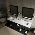 thumbnail image 4 of Castor 80 in W Black Double Bath Vanity, White Quartz Top, Faucet Set, and 36 in Mirrors, 4 of 11