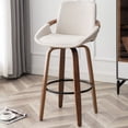 thumbnail image 5 of FOWEOAIU Bar Stools Fabric Upholstered Adjustable Swivel Counter Stool 26"，with Footrest for Bar, Kitchen Island, Bistro, Beige (Set of 2）, 5 of 10