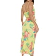 thumbnail image 4 of Coduop Women Long Bodycon Dress Floral Cowl Neck Sleeveless Cami Dress Slit Backless Party Dress, 4 of 5