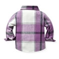 thumbnail image 4 of QUYUON Toddler Flannel Shirt Jackets Fall Winter Long Sleeve Collared Plaid Shirt Kids Girls Boys Open Front Button-Down Cardigan Jackets with Pockets Kids Winter Coats Q-7-Purple 12-18 Months, 4 of 8