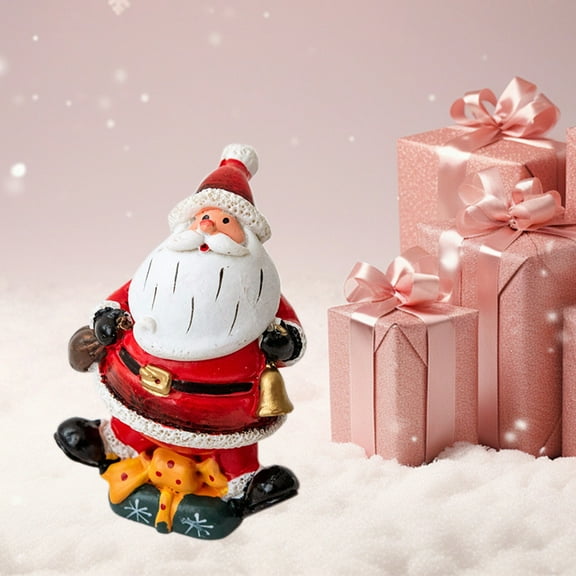 Opehuo Christmas Miniature Figurines,Mini Plastic Santa Claus Statue,Santa Claus Micro Landscape,Mantle Bookshelf Tabletop Festival New Year Holiday Christmas Decorations(2.36"×1.96",C)