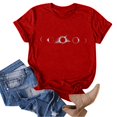 thumbnail image 4 of Hauts d'Été pour Femmes, Blouses Décontractées Élégantes 2024, T-Shirts à Imprimé Solaire, Col Rond, Manches Courtes, Rouge, 4 of 5