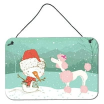 Carolines Treasures CK2066DS812 Pink Poodle Snowman Christmas Wall or Door Hanging Prints  8x12 multicolor