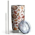 thumbnail image 2 of 20oz Tumblers Fall Footballs and Autumn Leaves Pattern Stainless Steel Vacuum Insulated Double Wall Travel Tumbler Cups Mug with Lid and Straw,Cleaning Brush for Cold & Hot Drinks, 2 of 7