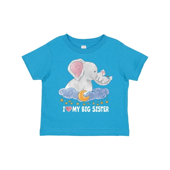 Inktastic I Love My Big Sister Cute Elephants with Moon and Stars Boys or Girls Toddler T-Shirt