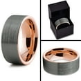 thumbnail image 5 of Charming Jewelers Tungsten Wedding Band Ring 9mm for Men Women Comfort Fit 18K Rose Gold Plated Plated Pipe Cut Flat Brushed Polished Lifetime Guarantee Size 12.5, 5 of 5