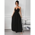 thumbnail image 6 of Solid Color Tie-Up Backless Maxi A-Line Dress Women's Summer Sundress One Piece Long Dress, 6 of 10