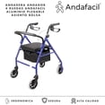 thumbnail image 2 of Andadera Andador 4 Ruedas Andafacil Aluminio Plegable Asiento Bolsa Andafacil Andadera, 2 of 2