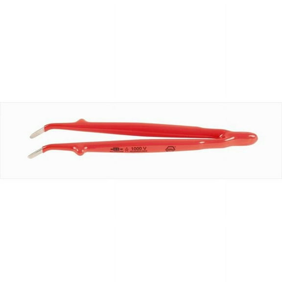 Wiha Insulated Tweezers,Angled Blunt,8 In 75304