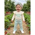 thumbnail image 5 of Loicainy Infant Baby Girl Fall Clothes Set 3 6 9 12 Months Ribbed Long Sleeve Romper Flare Pants Bow Headband Outfits, 5 of 9
