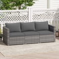 thumbnail image 1 of Gymax Set of 3 Patio Sectional Sofa Set PE Rattan Modular Couch Furniture Set w/Cushions Grey, 1 of 10
