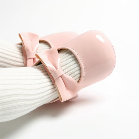 

0-18M Baby Girl Princess Bow Crib Shoes Patent Leather Party Dress Outfit Shoes