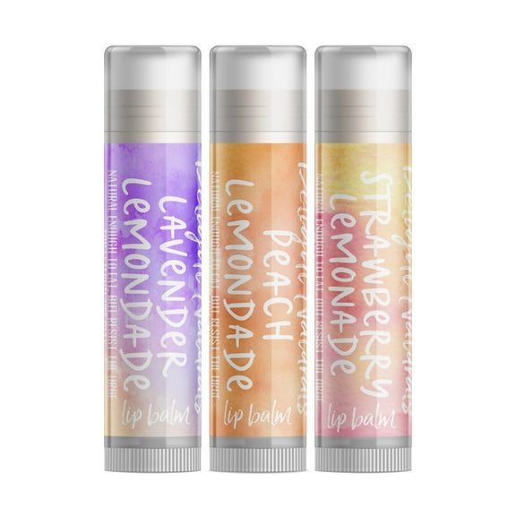 Delight Naturals Summer Lemonades Lip Balm Gift Set - Lavender Lemonade, Peach Lemonade, Strawberry Lemonade