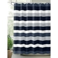 thumbnail image 2 of Navy Blue Shower Curtain, Grey Black Stripe Abstract Geometric Striped Waterproof Shower Curtain Set with 12 Hooks Lightweight Washable Fabric Shower Curtains for Bathroom 72x72 Inches, 2 of 6