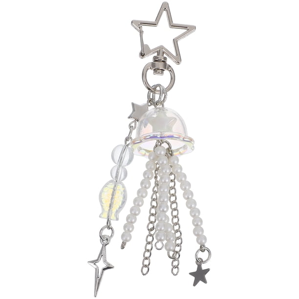 Llavero de medusas con cuentas, bonito llavero colgante, llavero decorativo, bolso, dije para mujer