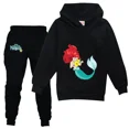 thumbnail image 3 of Ropa deportiva para niños de La Sirenita, trajes casuales con capucha para niñas, pantalones negros, traje para adolescentes, ropa de abrigo para niños, conjuntos para bebés, 3 of 5