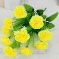 thumbnail image 3 of Artificial Carnation Flower with Stem 10 Head Home Office Table Centerpiece Wedding Faux Flower Branch Floral Arrangement Decoration -Yellow, 3 of 8