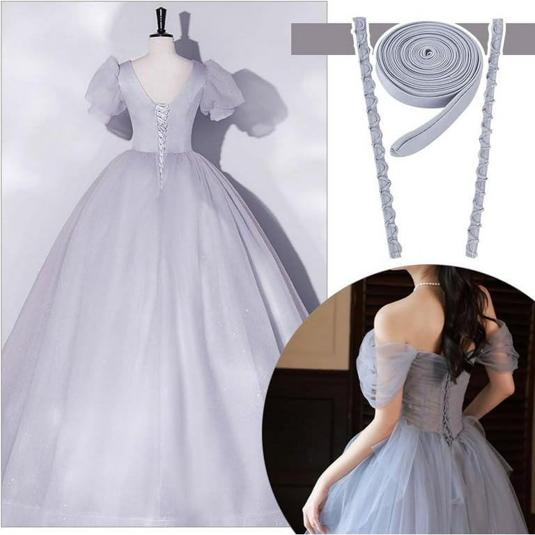 silver dress accessories 1 Set Wedding Dress Zipper Replacement Silver Adjustable DIY Craft Corset Back Kit Dress Accessories for Prom Dress Strap DIY