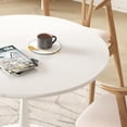 thumbnail image 4 of LinkRomat 31.5" Round Tulip Coffee Table,Kitchen Dining Table 2-4 People Modern Kitchen Table with MDF Top & Pedestal Base, Office Living Room Table,White, 4 of 10