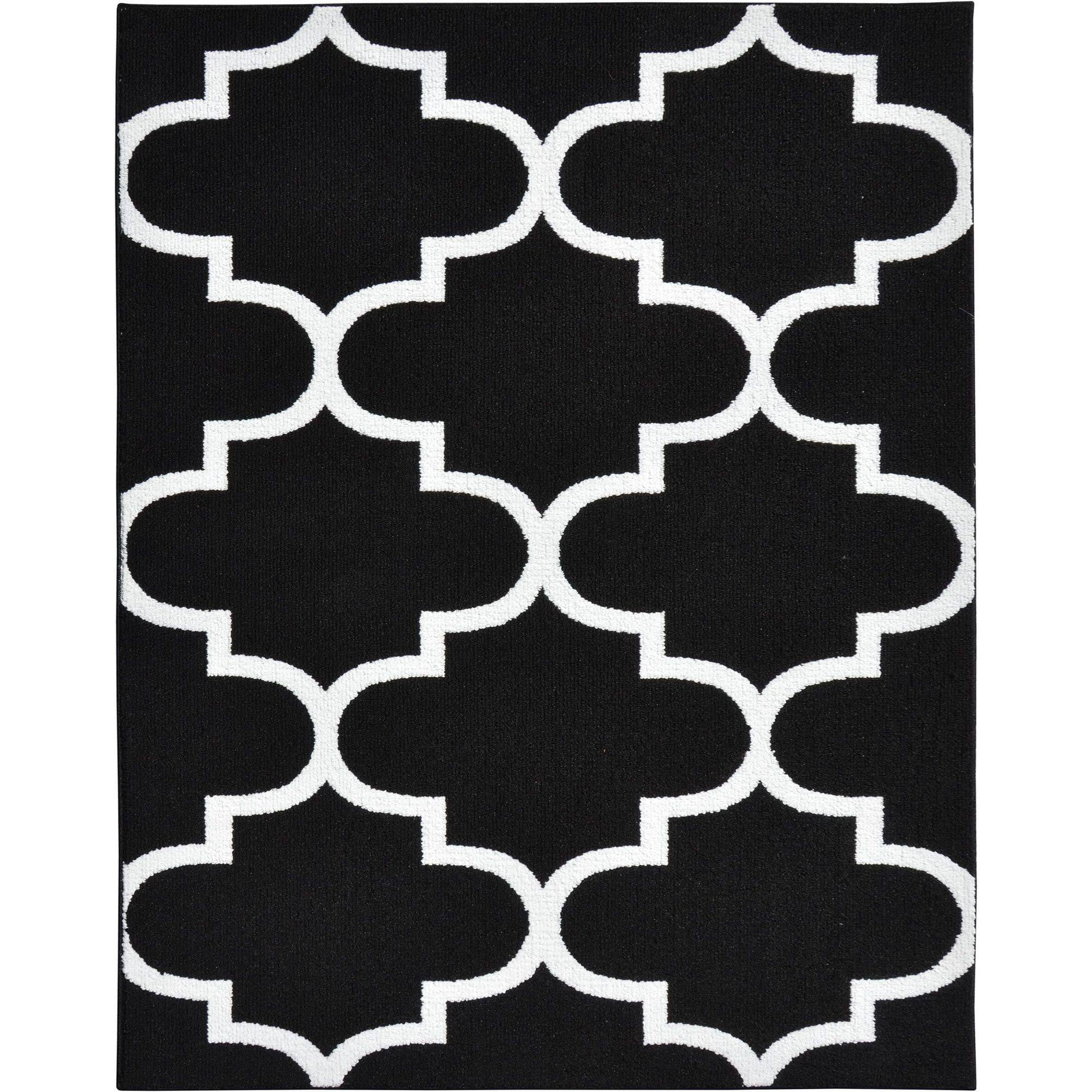 Garland Rug Quatrefoil Black/White 8'x10' Geometric Indoor Area Rug