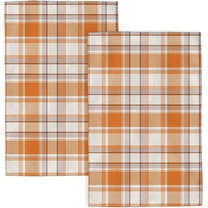 Fall Kitchen Towels 18x26 inch Burnt Orange Buffalo Plaid Decor Dish Towels Autumn Harvest Thanksgiving Seasonal Decoration Hand Towel Absorbent Dish Cloths for Home Kitchen Dining Set of 2