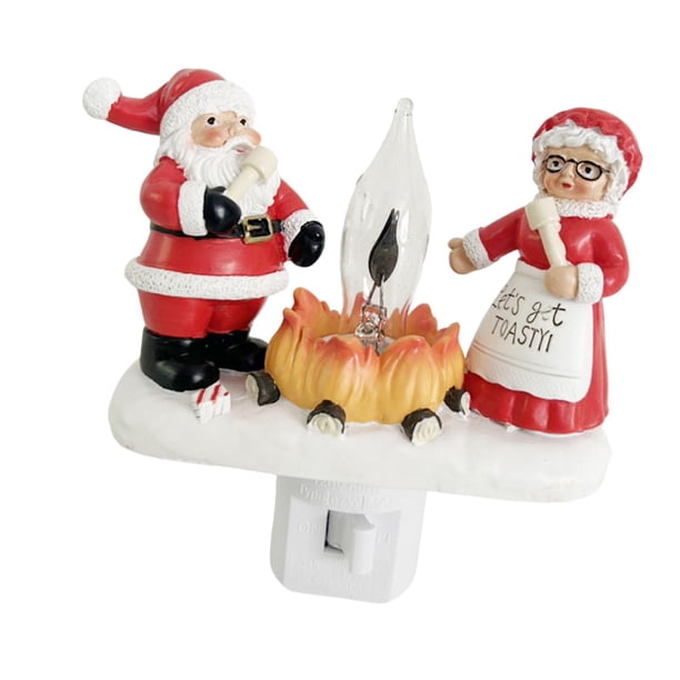 Luz de noche compacta con enchufe para Navidad, ideal para cocina y pasillo festivo. Fuego de santa