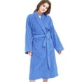 thumbnail image 2 of Cotton Terry Cloth Men's Bathrobe with Hooded,Classic Towel Full Length Robe Mid Blue Color One Size, 2 of 6